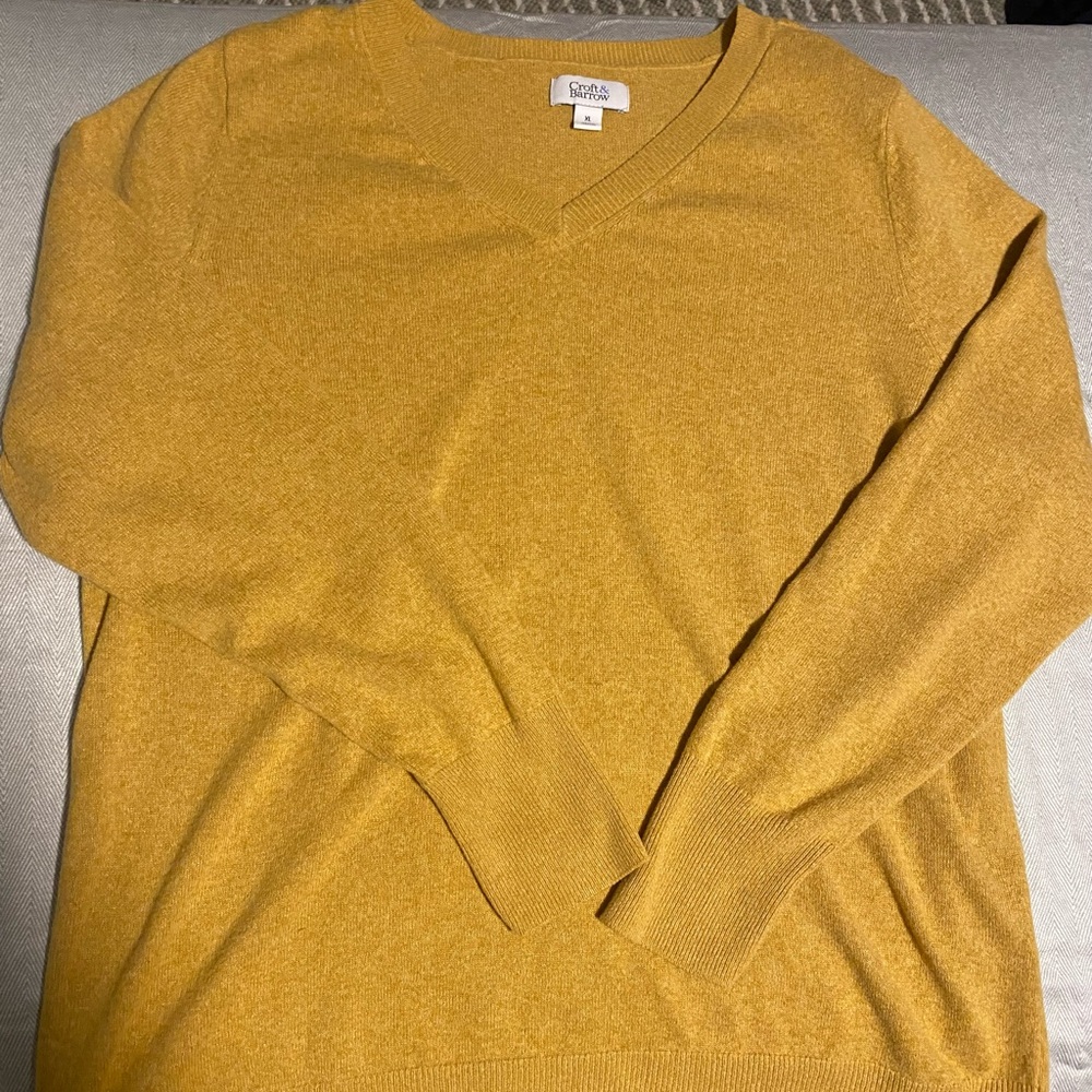 Men's Mustard V-Neck Sweater